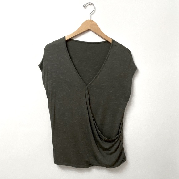 Khaki Crossover Short Sleeve Top - Picture 1 of 4